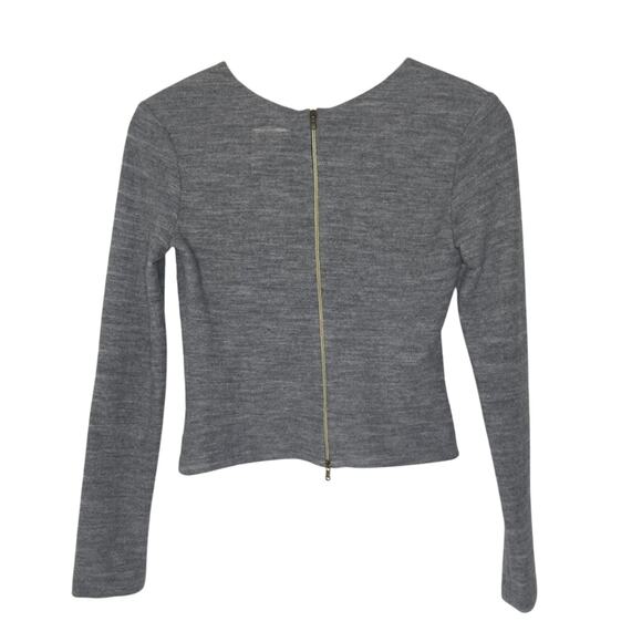 L'agence Gray Cropped Sweater Wool Blend Long Sleeve Back Zip Knit XS - Picture 1 of 6